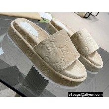 Gucci Heel 5.5cm Platform 4cm GG Slide Sandals Cotton Sponge Beige 2022