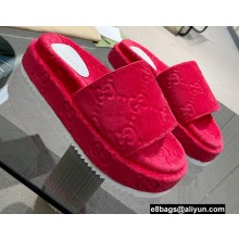 Gucci Heel 5.5cm Platform 4cm GG Slide Sandals Cotton Sponge Red 2022