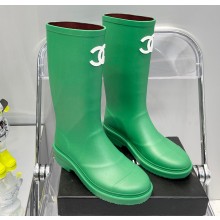 Chanel CC Logo Rain Boots Green 2022