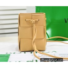 Bottega Veneta cassette Mini intreccio leather cross-body bucket bag Apricot 2022