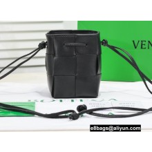 Bottega Veneta cassette Mini intreccio leather cross-body bucket bag Black 2022
