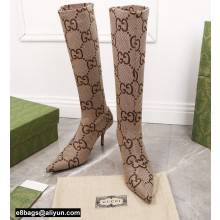 Gucci Heel 8cm Jumbo GG Canvas High Boots 2022