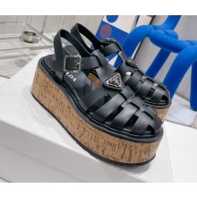 Prada Rubber wedge platform sandals Black 2022