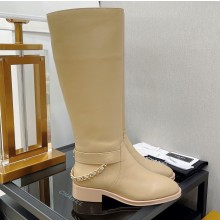 Chanel Back Chain Heel 3.5cm High Boots Calfskin Beige 2022