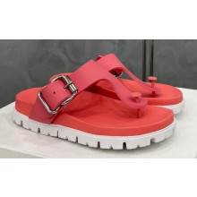 Prada metal buckle Rubber flip-flops Sandals Pink 2022