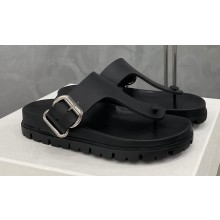 Prada metal buckle Rubber flip-flops Sandals Black 2022