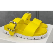 Prada metal buckle Rubber Open Toe Sandals Yellow 2022