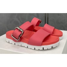 Prada metal buckle Rubber Open Toe Sandals Pink 2022