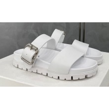 Prada metal buckle Rubber Open Toe Sandals White 2022