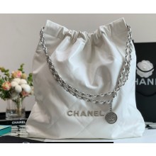 Chanel Calfskin CHANEL 22 Large Handbag AS3262 White/Silver 2022