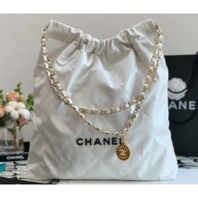 Chanel Calfskin CHANEL 22 Large Handbag AS3262 White/Lacquered Metal 2022