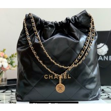 Chanel Calfskin CHANEL 22 Large Handbag AS3262 Black/Gold 2022