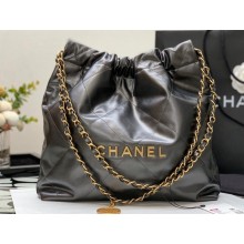 Chanel Calfskin CHANEL 22 Small Handbag AS3260 Metallic Silver Gray 2022