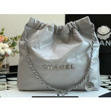 Chanel Calfskin CHANEL 22 Small Handbag AS3260 Light Gray/Silver 2022