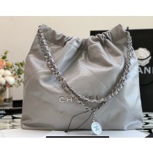 Chanel Calfskin CHANEL 22 Medium Handbag AS3261 Light Gray/Silver 2022