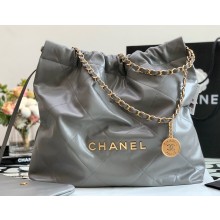 Chanel Calfskin CHANEL 22 Medium Handbag AS3261 Gray/Gold 2022