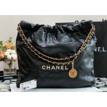 Chanel Calfskin CHANEL 22 Medium Handbag AS3261 Black/Lacquered Metal 2022