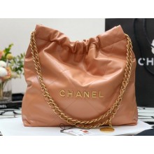 Chanel Calfskin CHANEL 22 Small Handbag AS3260 Brown/Gold 2022