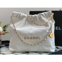 Chanel Calfskin CHANEL 22 Small Handbag AS3260 White/Gold 2022