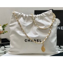 Chanel Calfskin CHANEL 22 Medium Handbag AS3261 White/Lacquered Metal 2022