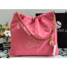 Chanel Calfskin CHANEL 22 Medium Handbag AS3261 Coral Pink/Gold 2022