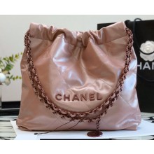 Chanel Calfskin CHANEL 22 Small Handbag AS3260 Metallic Nude Pink/Lacquered Metal 2022