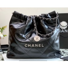 Chanel Calfskin CHANEL 22 Medium Handbag AS3261 Black/Silver 2022