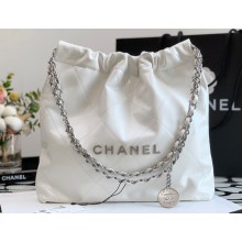Chanel Calfskin CHANEL 22 Small Handbag AS3260 White/Silver 2022