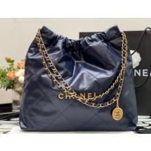 Chanel Calfskin CHANEL 22 Medium Handbag AS3261 Royal Blue/Gold 2022