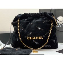 Chanel Velvet Sequins CHANEL 22 Medium Handbag AS3261 Black 2022