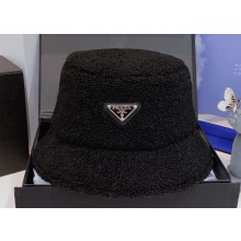 Prada Shearling Bucket Hat Black