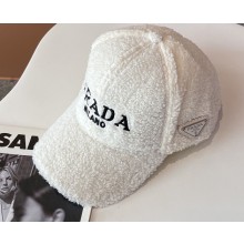 Prada Shearling baseball Hat/cap White