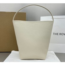 The Row Large N/S Park Tote Bag in Grained Leather 1822 White