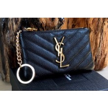 Saint Laurent cassandre key pouch Wallet 438386 Black/Gold
