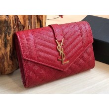 Saint Laurent small envelope wallet in mix Leather 651026 Red
