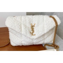 Saint Laurent puffer toy chain bag in Tweed 620333 White