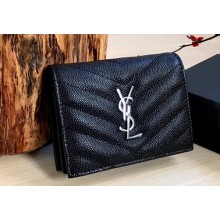 Saint Laurent cassandre flap card case Wallet 530841 Black/Silver
