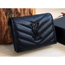 Saint Laurent cassandre flap card case Wallet 530841 So Black