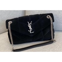 Saint Laurent puffer small chain bag in Suede 577476 Black