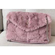 Saint Laurent puffer small chain bag in Wool 577476 Pink