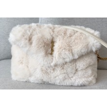 Saint Laurent puffer small chain bag in Wool 577476 White