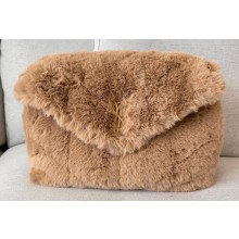 Saint Laurent puffer medium chain bag in Wool 557475 Camel