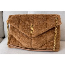 Saint Laurent puffer medium chain bag in Wool 557475 Brown