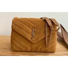 Saint Laurent loulou small chain bag in quilted "y" suede 494699 Brown