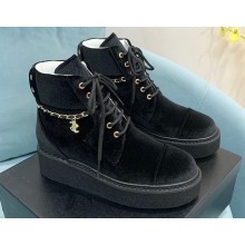 Chanel Chain Lace-Ups ankle boots G39332 Velvet Black 2022