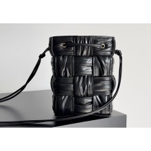 Bottega Veneta Small foulard intreccio leather cassette bucket cross-body bag Black