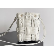 Bottega Veneta Small foulard intreccio leather cassette bucket cross-body bag White