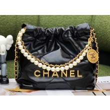 Chanel 22 Mini Bag with Pearl and Chain AS3259 Black 2023