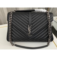 Saint Laurent college large chain bag in quilted leather 600278/487212 Black/Silver