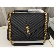 Saint Laurent college large chain bag in quilted leather 600278/487212 Black/Gold